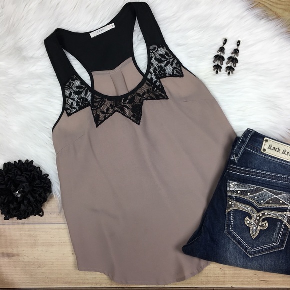 Lush Tops - NWOT LUSH Embroidered Black and Nude Blouse
